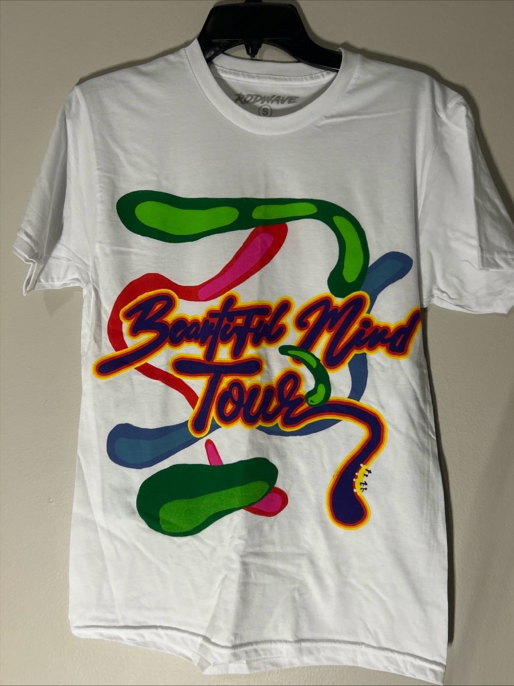 Beautiful Mind Tour Graphic Tee - Rod Wave Merch - White with Multicolor Print